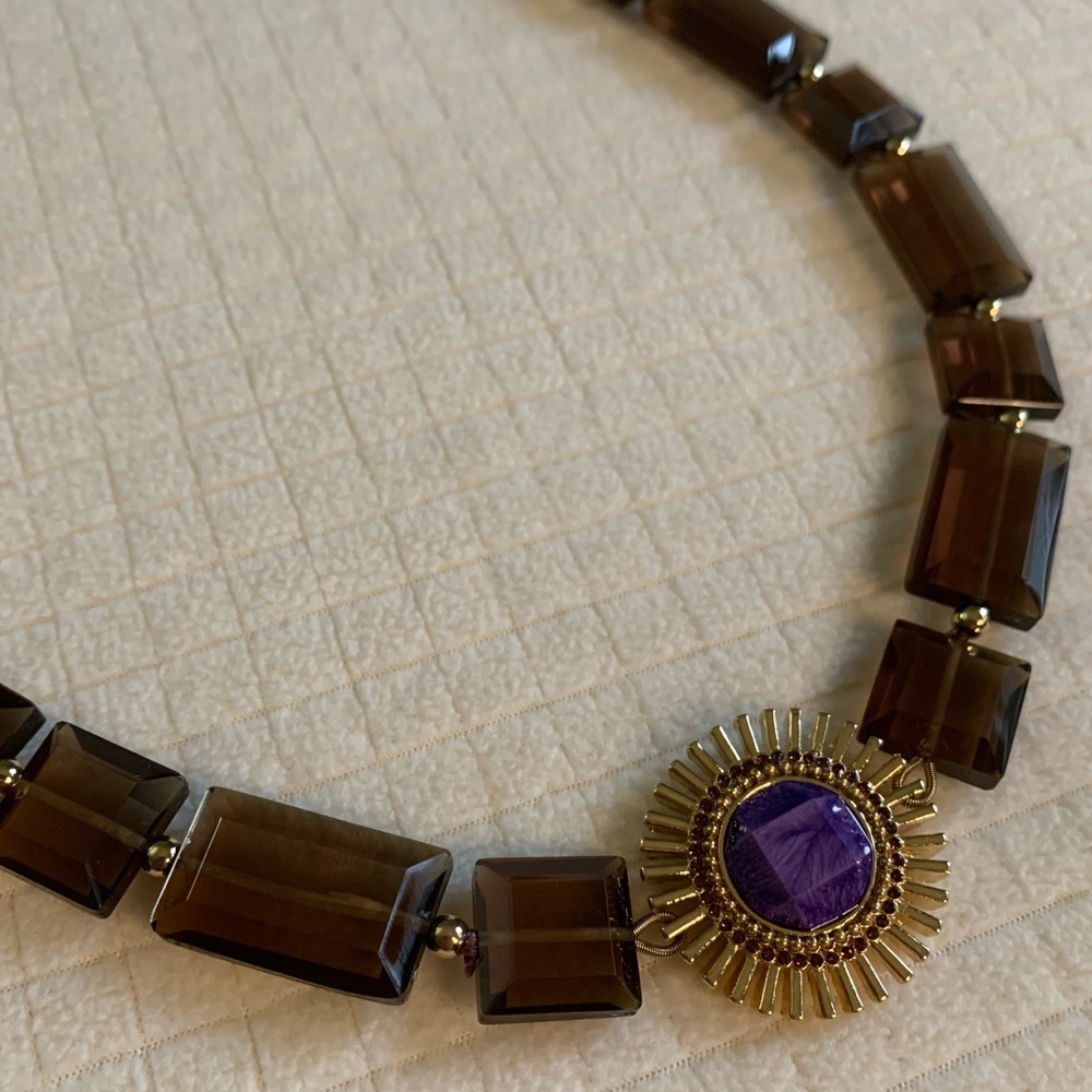 Kate Spade faceted smoky acrylic long necklace - Picture 2 of 13